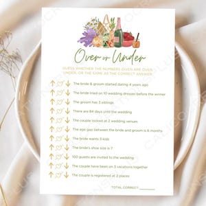 Fresh Off the Market Farmers Market Bridal Shower Games, Over or Under Game Editable Template
