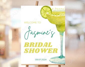 Margaritas with the Mrs Bridal Shower Welcome Sign, Margs and Matrimony Welcome Sign Editable Template