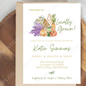 Locally Grown Farmers Market Baby Shower Invitation Editable Template