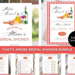 That's Amore Italy Bridal Shower Bundle, Bridal Shower Editable Templates