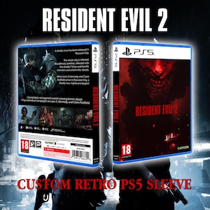 Resident Evil 2 Remake (2019) - Custom Retro Replacement Sleeve (PS5)