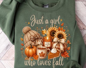 Just A Girl Who Loves Fall Sweatshirt, Fall Sweatshirt,Pumpkin Sweatshirt,Football Mom Shirt,Coffee Lover Shirt,Thanksgiving Gift,cozy gifts
