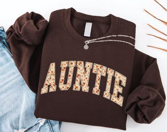 Auntie Sweatshirt, Aunt Sweater, Floral Auntie Sweater, New Aunt Gift, Pregnancy Announcement, Gift for Aunt,Pregnancy Reveal to Aunt,Auntie
