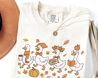 Comfort Colors® Fall Goose Teacher Shirt,  Goose Preschool Teacher Shirt,Autumn First Grade Back to School Shirt,Kindergarten Teacher TShirt