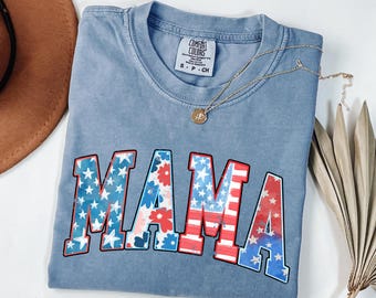 Comfort Colors American Mama T-Shirt: Retro USA 4th of July Tee