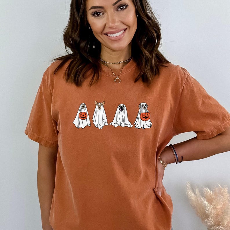 Comfort Colors Сute Ghost Dog Shirt, Ghost T-shirt, Halloween Shirt, Dog Lovers T-Shirt, Halloween Dog T-shirt, Spooky Season,Halloween Gift image 4