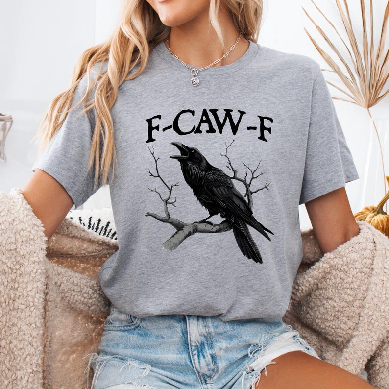 Funny Crow T-Shirt: Moonlit Raven Design, Autumn Style image 3