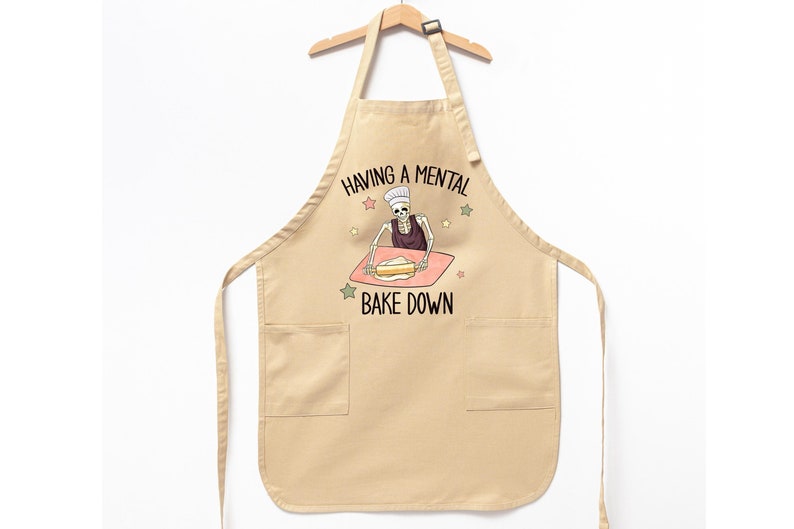 Having A Mental Bake Down Apron, Aprons For Women, Baking Apron, Baking Gifts, Funny Apron, Skeleton Chef Apron, Christmas Baking Apron