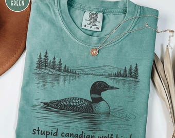 Comfort Colors® Stupid Canadian Wolf Bird Shirt, Sarcastic Animal Graphic Tee LGBT Gay Pride Gift,  LGBT Hockey Fan Gift, Sarcastic Animal