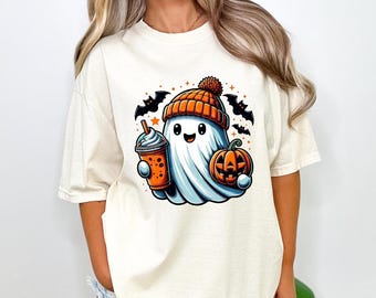 Comfort Colors Halloween Ghost Shirt, Halloween Women's Tee, Cute Ghost Shirt, Fall Shirt, Spooky Season Shirt,Vintage Ghost Halloween Shirt