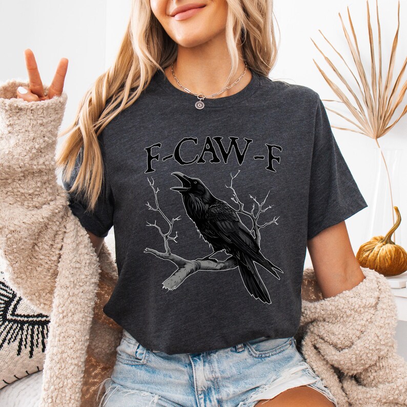 Funny Crow T-Shirt: Moonlit Raven Design, Autumn Style image 6