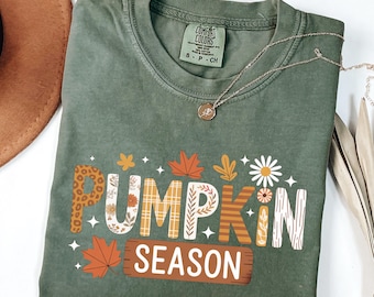 Comfort Colors® Pumpkin Season T-Shirt, Autumn Fall Shirt, Thanksgiving Shirt, Fall Pumpkin Shirt, Autumn Tee,Retro Thanksgiving