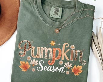 Comfort Colors Pumpkin Season T-Shirt: Retro Thanksgiving Tee