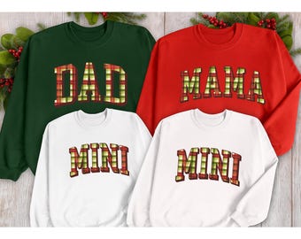 Matching Family Sweatshirt for Christmas, Holiday Family Pajamas, Mom Dad and Mini Christmas, Plaid Family Shirt, Xmas Family Sweatshirts