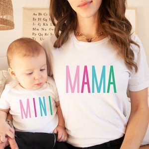 Mama and Mini Rainbow Shirts,Gift for Mom and Daughter,Matching Mommy and Me Outfits,Mother Daughter Shirts Mothers Day Gift,Mama Mini Shirt