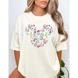 Comfort Colors Disney Floral Minnie Head Shirt,Minnie Mouse Shirt,Cute Disney Mom Shirt,Flower Minnie Ear Shirt,Disney Family Vacation Shirt