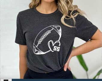 Custom Football Tee, Football Heart Shirt, Football Mom Shirts, Football Season Shirt, Football Game Shirt,Custom Sport Shirt,Football Shirt