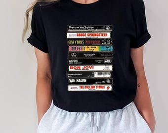 Rock Cassettes Tape Shirt, Rock Cassette Shirt, Bands Tape Vintage Style Retro, Rock Bands Shirt, Retro Rock Band, 80s Rock and Roll Shirt