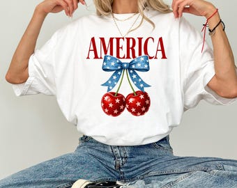 Comfort Colors Coquette USA Cherry Shirt: 4th of July Tee
