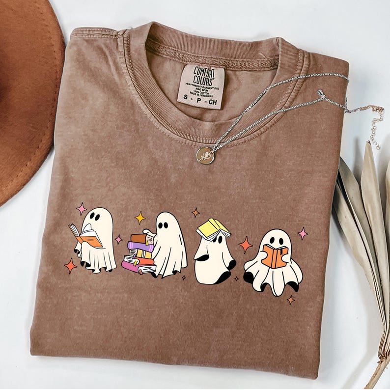 Comfort Colors Ghost Reading Book T-Shirt: Bookish Halloween Tee image 8