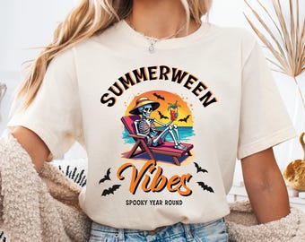 Summerween Skeleton T-Shirt: Spooky Beach Halloween Tee