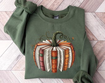Fall Book Pumpkin Halloween Shirt, Fall Bookish Shirt, Pumpkin Sweater, Pumpkin Book Shirt, Fall Shirt, Spooky,  Halloween Book Lover Shirt