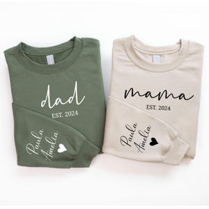 Custom Matching Dad and Mama Sweatshirt,Matching Mom and Dad Sweatshirt, Personalized Mama Sweater With Kids Names Custom Dad Crewneck
