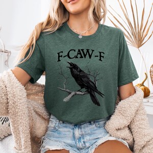 Funny Crow T-Shirt: Moonlit Raven Design, Autumn Style image 4