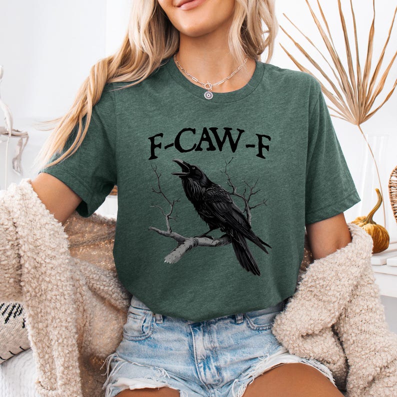 Funny Crow T-Shirt: Moonlit Raven Design, Autumn Style image 4