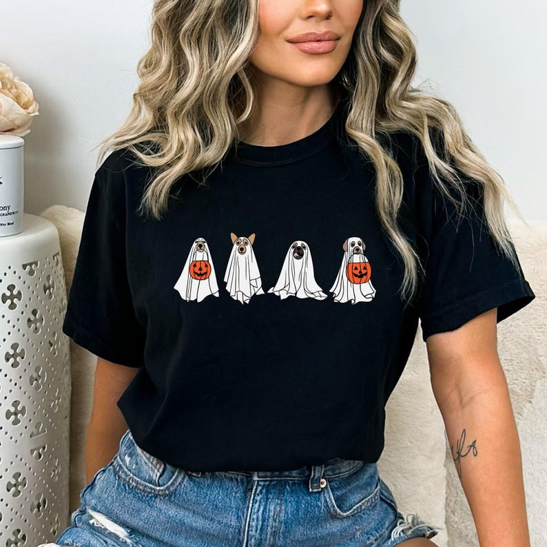 Comfort Colors Сute Ghost Dog Shirt, Ghost T-shirt, Halloween Shirt, Dog Lovers T-Shirt, Halloween Dog T-shirt, Spooky Season,Halloween Gift image 5