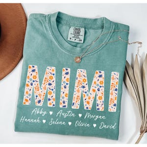 Personalized Mimi Shirt with Grandkids Names,Mimi Gifts, Floral Mimi T-Shirt,  Custom Kids Names Grandma Shirt, Mimi Tee Mother's Day Shirt