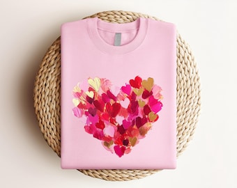 Brushstroke Heart Sweater, Valentine Day Heart Sweatshirt, Cute Heart Shirt, Love Sweatshirt, Girls Valentine Shirt, Valentine's Day Shirt