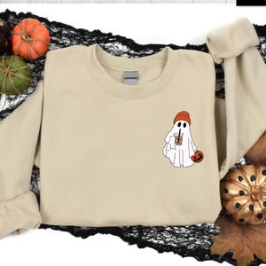 Little Ghost Ice Coffee Sweatshirt, Ghost Sweatshirt, Ghost Coffee Shirt, Halloween Coffee Lovers, Cute Ghost Shirt, Womens Halloween Shirt