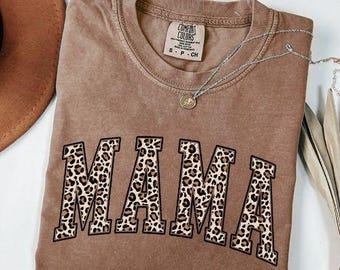 Comfort Colors Leopard Mama Shirt: Retro Mom T-Shirt