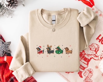 Dachshund Christmas Sweatshirt, Dog Lover Gift, Wiener Dog Holiday Shirt, Holiday Sweater,  Funny Pet Lover Gift,Cute Christmas Dog Shirt