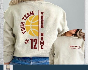 Mascot Name and Number Basketball Sweatshirt, Basketball Shirt,Custom Basketball Mom Shirt,Game Day Basketball,Personalized Basketball Shirt