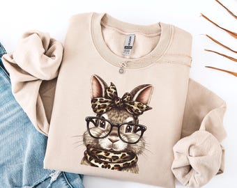 Easter Bunny Sweatshirt, Retro Easter Sweater, Coquette Bow Bunny Sweater, Easter Bunny Sweater, Cute Bunny Easter Day Gift,Bunny Sweatshirt