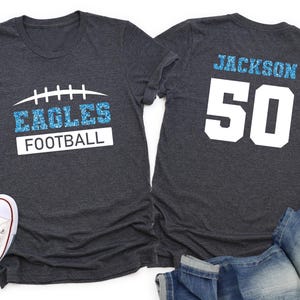Glitter Effected Football Shirt, Looks Glittered, Football Spirit Wear, Football T-Shirt, Custom Football Shirt, Personalized Football Gifts
