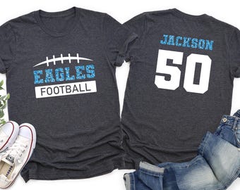 Glitter Effected Football Shirt, Looks Glittered, Football Spirit Wear, Football T-Shirt, Custom Football Shirt, Personalized Football Gifts