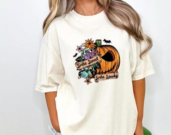 Comfort Colors Halloween Shirt: Sorta Sweet Spooky Pumpkin Tee