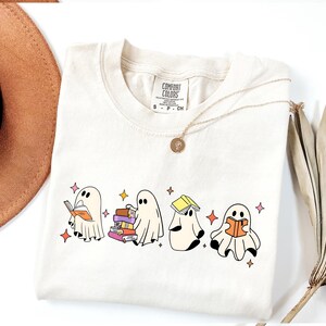 Comfort Colors Ghost Reading Book T-Shirt: Bookish Halloween Tee image 7