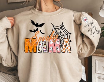 Personalized Halloween Mama Sweatshirt: Spooky Custom Name Mom Shirt