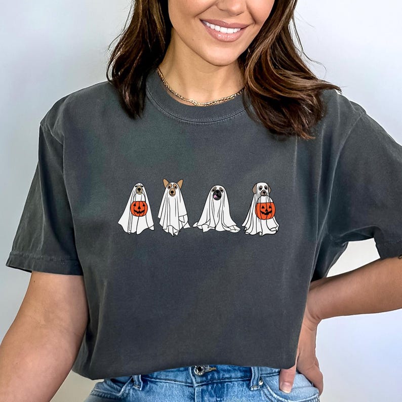 Сute Ghost Dog t-shirt, Halloween t-shirt, Ghost T-shirt, Dog Lovers T-Shirt,  Halloween, Halloween Dog T-shirt, Spooky Season