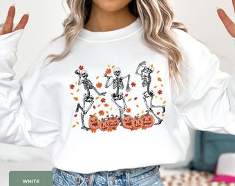 Dancing Skeleton Sweatshirt: Spooky Halloween Party Shirt