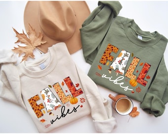 Fall Vibes Sweatshirt, Thanksgiving Tshirt, Halloween Sweatshirt, Fall Apparel, Autumn Hoodie, Thanksgiving Gifts, Pumpkin Season Sweatshirt