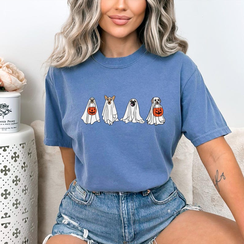 Comfort Colors Сute Ghost Dog Shirt, Ghost T-shirt, Halloween Shirt, Dog Lovers T-Shirt, Halloween Dog T-shirt, Spooky Season,Halloween Gift image 6