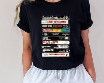Rock Cassettes Tape Shirt, Rock Cassette Shirt, Bands Tape Vintage Style Retro, Rock Bands Shirt, Retro Rock Band, 80s Rock and Roll Shirt