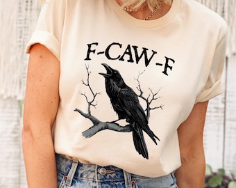 Funny Crow T-Shirt: Moonlit Raven, Autumn Style