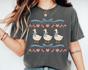 Vintage 80s Goose Graphic Tee: Comfort Colors Cottagecore Shirt