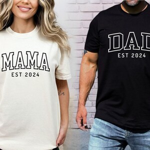 Comfort Colors Custom mom and dad shirt,Dad Est 2024 Shirt,Mom est 2024,New mom and dad gift,Pregnancy Announcement for Dad,Pregnancy Reveal